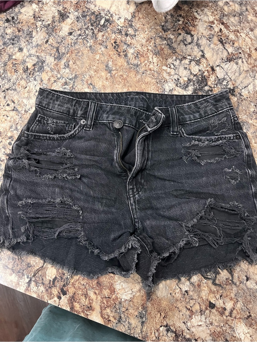 American Eagle Outfitters Black Distressed Cutoff Jean Shorts